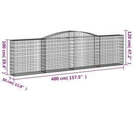 Coșuri gabion arcuite 3 buc, 400x30x100/120 cm fier galvanizat, 6 image