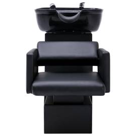 Scaun salon șamponare cu lavoar negru, 129x59x82 cm, piele eco, 2 image
