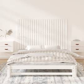 Tăblie de pat pentru perete, alb, 147x3x90 cm, lemn masiv pin, 3 image