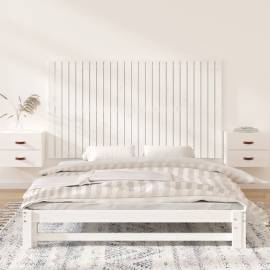 Tăblie de pat pentru perete, alb, 159,5x3x90 cm, lemn masiv pin, 3 image