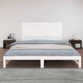 Tăblie de pat pentru perete, alb, 204x3x90 cm, lemn masiv pin, 3 image