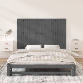 Tăblie de pat pentru perete, gri, 147x3x90 cm, lemn masiv pin, 3 image