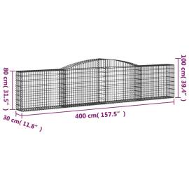 Coșuri gabion arcuite 5 buc, 400x30x80/100 cm, fier galvanizat, 6 image