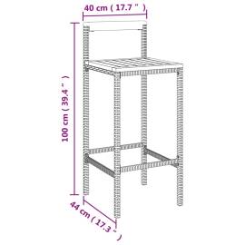 Set bar pentru grădină, 9 piese, negru, poliratan/lemn acacia, 8 image