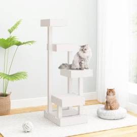 Ansamblu de pisici, alb, 45,5x49x103 cm, lemn masiv de pin