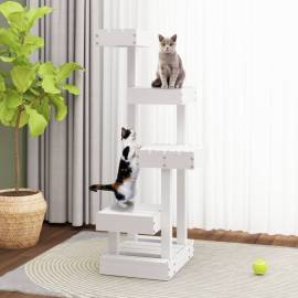 Ansamblu de pisici, alb, 45,5x49x103 cm, lemn masiv de pin, 3 image