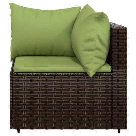 Canapea de colț cu pernă de grădină, maro, poliratan, 4 image