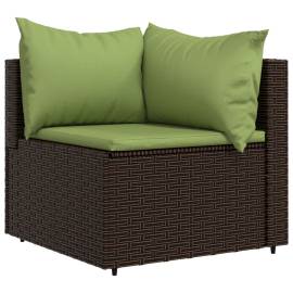 Canapea de colț cu pernă de grădină, maro, poliratan, 2 image