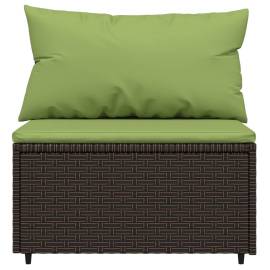 Canapea de mijloc cu perne, pentru grădină, maro, poliratan, 3 image