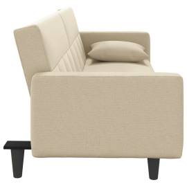 Canapea extensibilă, cu perne, crem, material textil, 5 image