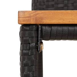 Scaune de bar 2 buc negru, poliratan și lemn masiv acacia, 7 image