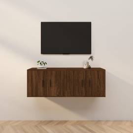 Dulapuri tv de perete, 2 buc., stejar maro, 57x34,5x40 cm