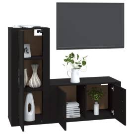 Set dulap tv, 2 piese, negru, lemn prelucrat, 3 image