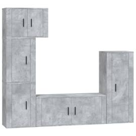 Set dulap tv, 5 piese, gri beton, lemn prelucrat, 2 image