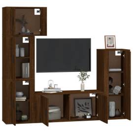 Set dulapuri tv, 5 piese, stejar maro, lemn prelucrat, 3 image