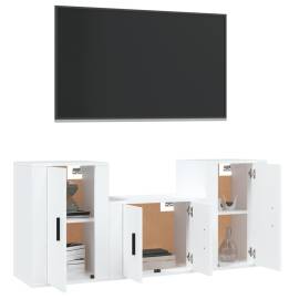 Set comodă tv, 3 piese, alb, lemn prelucrat, 3 image