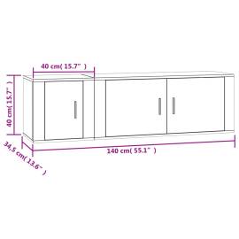 Set dulap tv, 2 piese, alb extralucios, lemn prelucrat, 10 image