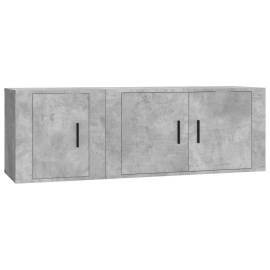 Set dulap tv, 2 piese, gri beton, lemn prelucrat, 2 image