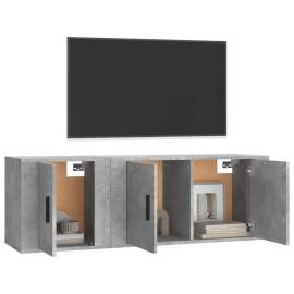 Set dulap tv, 2 piese, gri beton, lemn prelucrat, 3 image