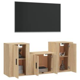 Set dulap tv, 3 piese, stejar sonoma, lemn prelucrat, 3 image