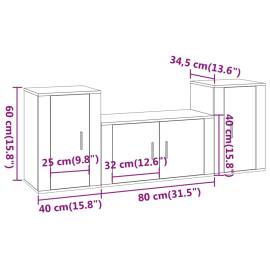 Set dulapuri tv, 3 piese, gri beton, lemn prelucrat, 8 image