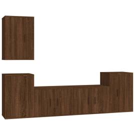 Set dulapuri tv, 5 piese, stejar maro, lemn prelucrat, 2 image