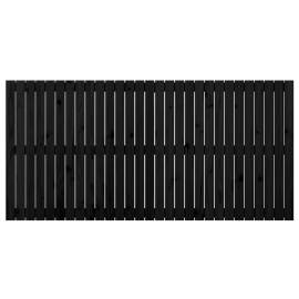Tăblie de pat pentru perete, negru, 185x3x90 cm, lemn masiv pin, 3 image