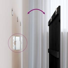 Tăblie de pat pentru perete, negru, 185x3x90 cm, lemn masiv pin, 5 image