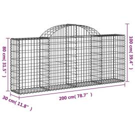 Coșuri gabion arcuite 4 buc, 200x30x80/100cm, fier galvanizat, 6 image