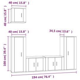 Set dulap tv, 5 piese, alb, lemn prelucrat, 8 image