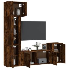 Set dulapuri tv, 5 piese, stejar fumuriu, lemn prelucrat, 3 image