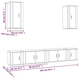 Set dulap tv, 6 piese, alb extralucios, lemn prelucrat, 8 image