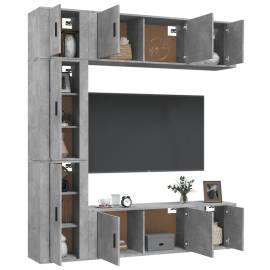 Set dulapuri tv, 7 piese, gri beton, lemn prelucrat, 3 image