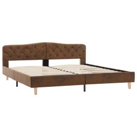 Cadru de pat, maro, 180x200 cm, piele întoarsă ecologică, 3 image
