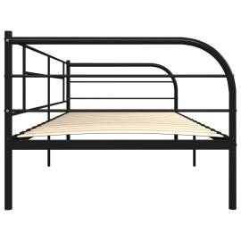 Cadru pat de zi, negru, 90 x 200 cm, metal, 5 image