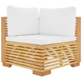 Canapea de colț de grădină cu perne crem, lemn masiv de tec, 2 image