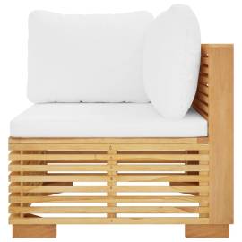 Canapea de colț de grădină cu perne crem, lemn masiv de tec, 4 image