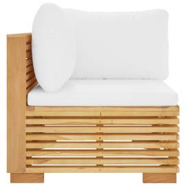 Canapea de colț de grădină cu perne crem, lemn masiv de tec, 3 image