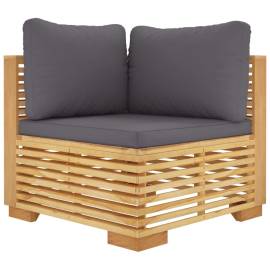 Canapea de colț de grădină cu perne gri închis lemn masiv tec, 2 image