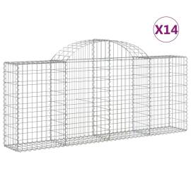 Coșuri gabion arcuite 14 buc, 200x30x80/100cm, fier galvanizat, 2 image