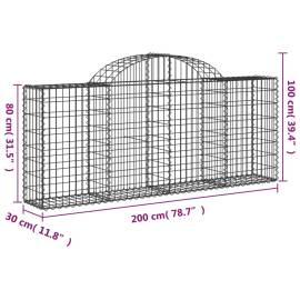 Coșuri gabion arcuite 8 buc, 200x30x80/100cm, fier galvanizat, 6 image