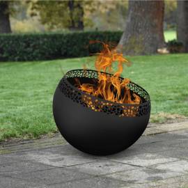 Esschert design bol pentru foc, negru, cu pete