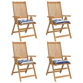 Perne de scaun, 4 buc., albastru&alb, 50x50x7 cm, textil, dungi, 3 image
