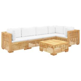 Set mobilier grădină cu perne, 6 piese, lemn masiv de tec, 3 image
