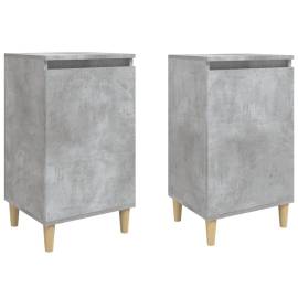 Noptiere, 2 buc., gri beton, 40x35x70 cm, lemn prelucrat, 2 image