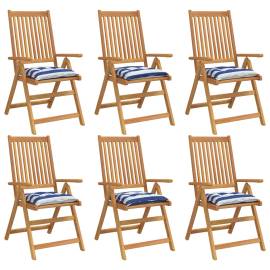 Perne de scaun, 6 buc., albastru&alb, 50x50x7cm, textil, dungi, 3 image
