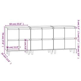 Servante, 3 buc, stejar afumat, 60x35x70 cm, lemn prelucrat, 11 image