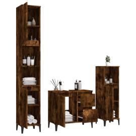 Set dulapuri de baie, 3 piese, stejar afumat, lemn prelucrat, 4 image