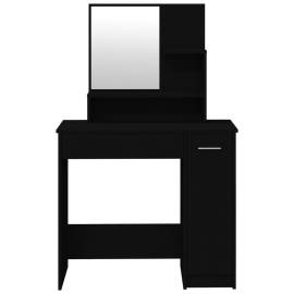 Masă de toaletă cu oglindă, negru, 86,5x35x136 cm, 6 image