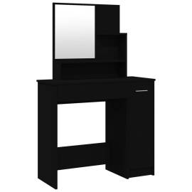 Masă de toaletă cu oglindă, negru, 86,5x35x136 cm, 2 image